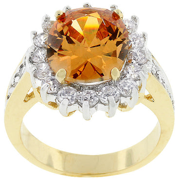 Kate Champagne Cambridge Cocktail Gold Ring | 7ct