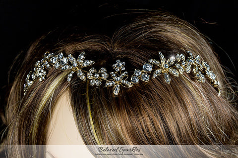 Loretta Flower Forehead Gold Headband| Swarovski Crystal - Beloved Sparkles
 - 6