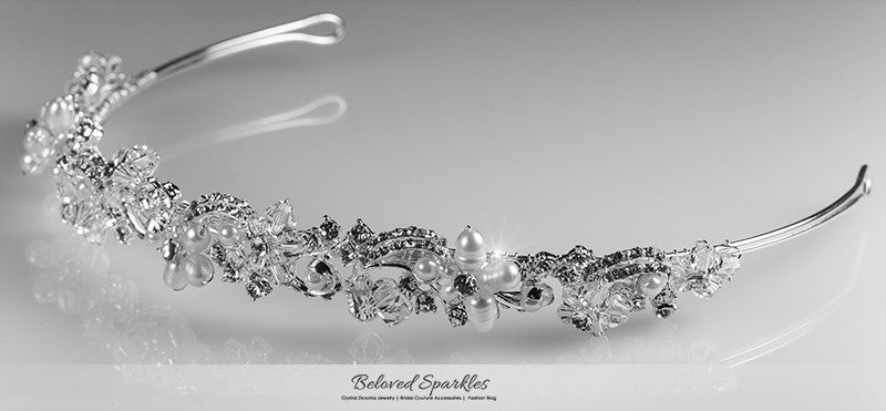 Eva Floral Cream Pearl Silver Headband | Swarovski Crystal - Beloved Sparkles
- 7