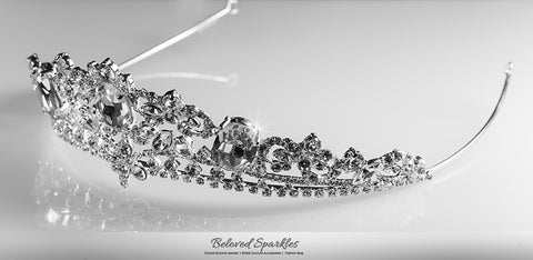 Devora Royal Silver Statement Tiara | Swarovski Crystal - Beloved Sparkles
 - 7