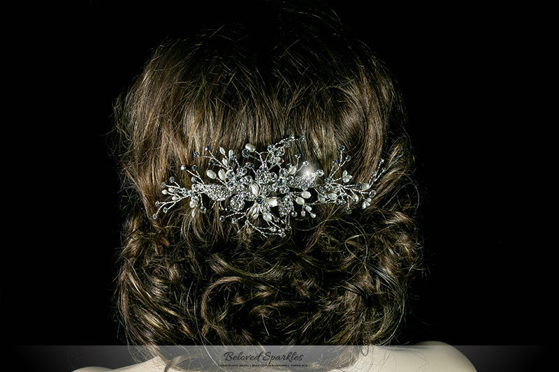Vicky Floral Spray White Pearl Hair Comb | Pearl | Swarovski Crystal - Beloved Sparkles
- 7