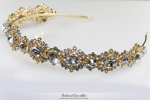 Kylie Oval Cluster Gold Headband | Swarovski Crystal - Beloved Sparkles
 - 7