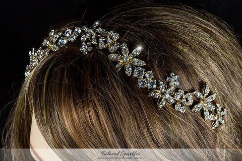 Loretta Flower Forehead Gold Headband| Swarovski Crystal - Beloved Sparkles
 - 7