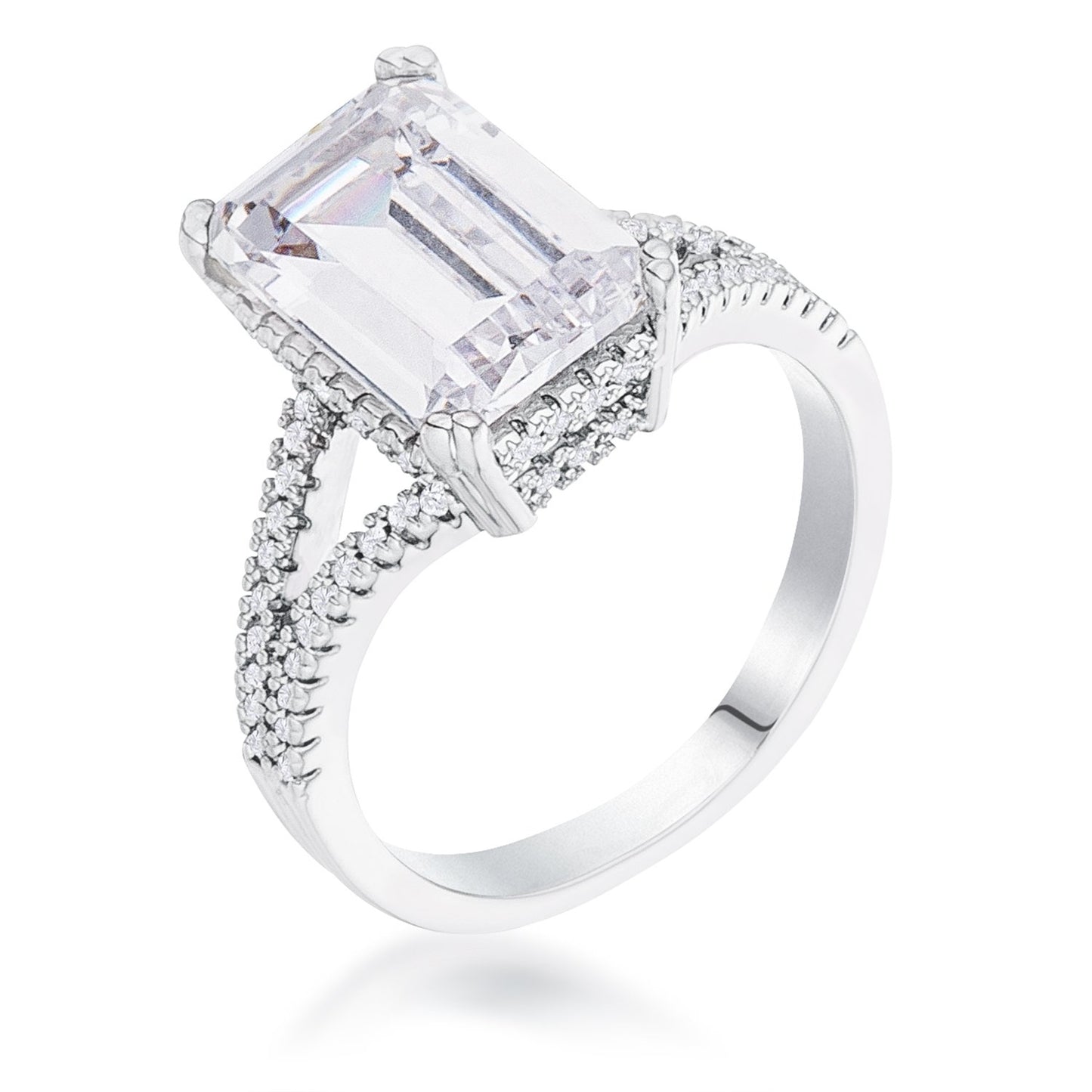 Belinda 8x12mm Emerald CZ Engagement Ring | 5.3ct