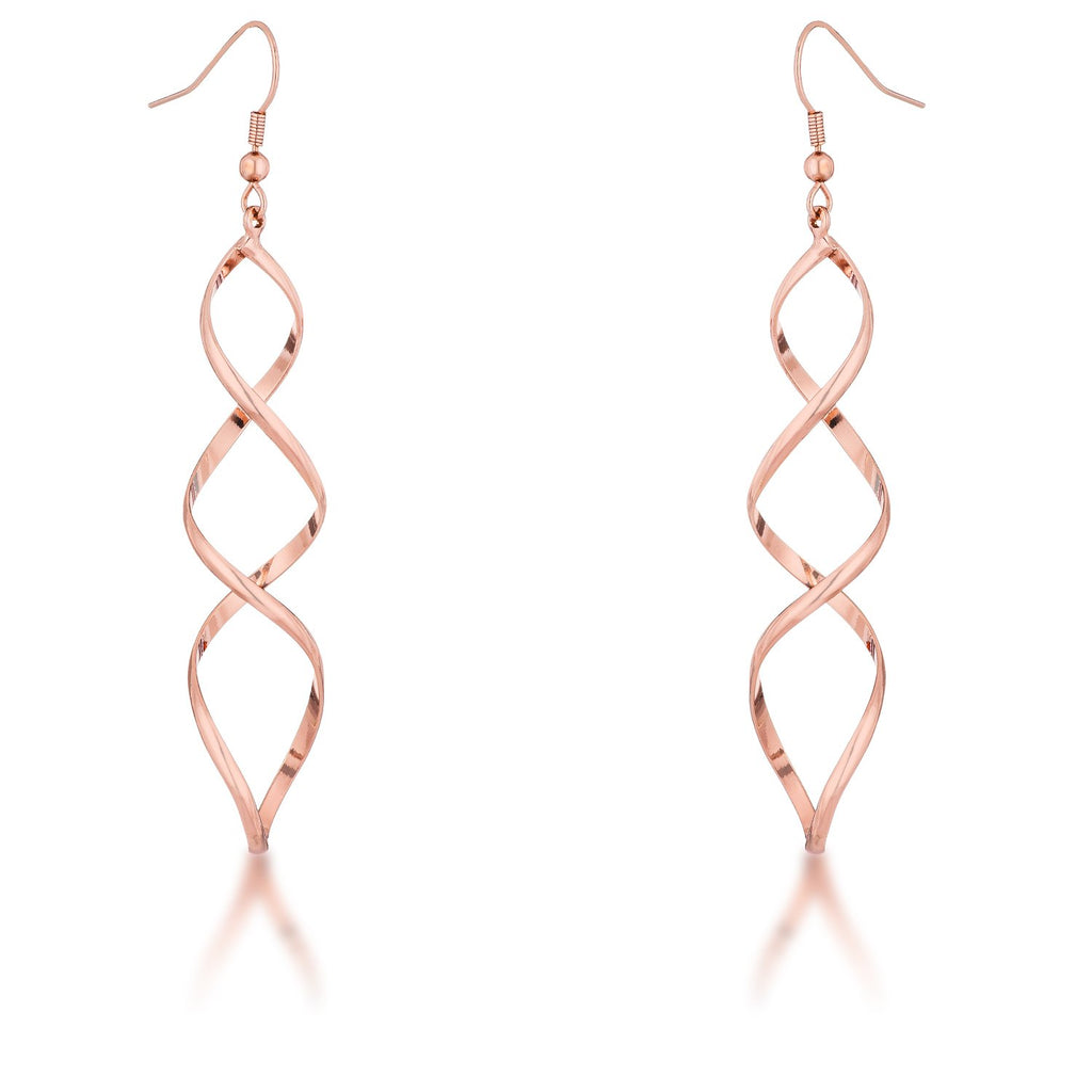 Casilda Rose Gold Twist Dangle Earrings
