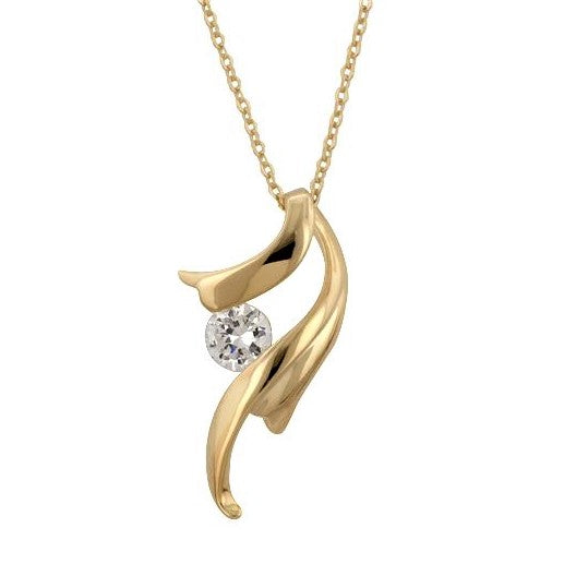 Lana Gold Ribbon 5mm CZ Pendant | 0.8ct