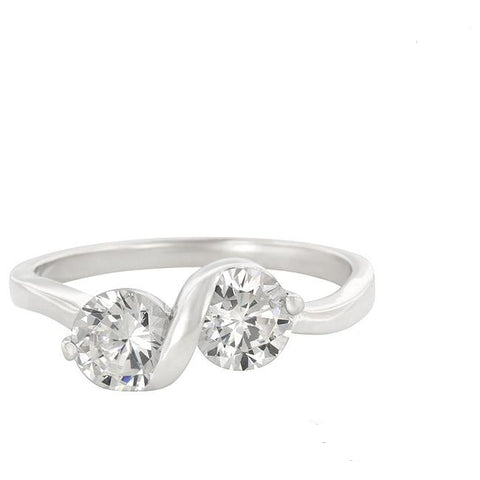 Isoka Two Stone  Fashion Ring | 1ct | Cubic Zirconia | Sterling Silver