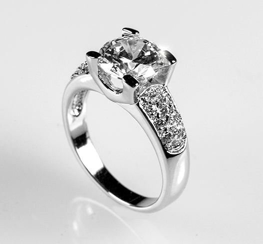 Greta Pave Cluster 8mm Round CZ Engagement Ring | 2.3ct