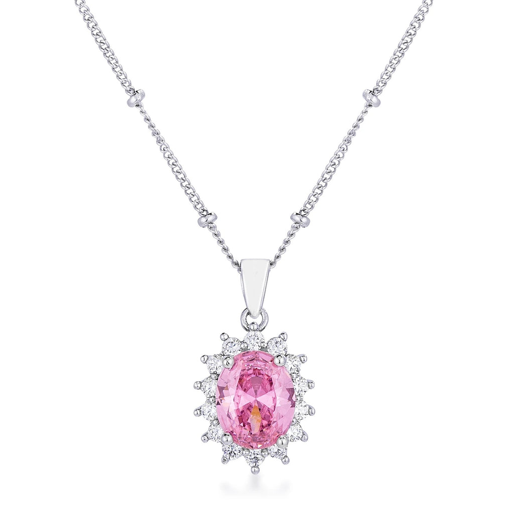Chesna Oval Pink Halo Pendant