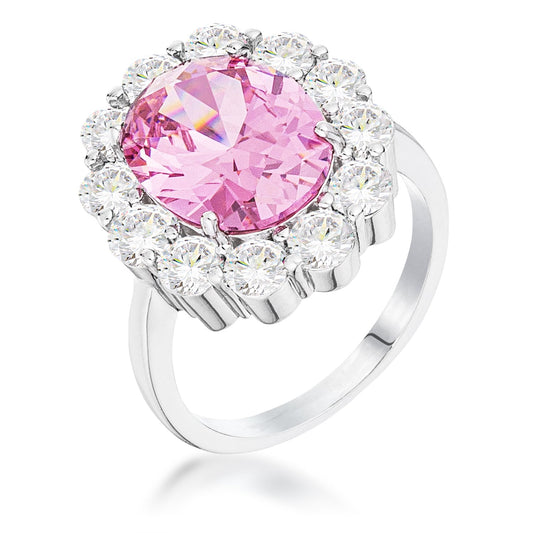 Posey 13x9mm Pink Oval CZ Halo Blossome Ring | 6.5ct | 11.5ct