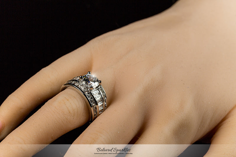 Liana Luxurious 8mm Round Engagement RIng | 2.5ct | 6.5ct