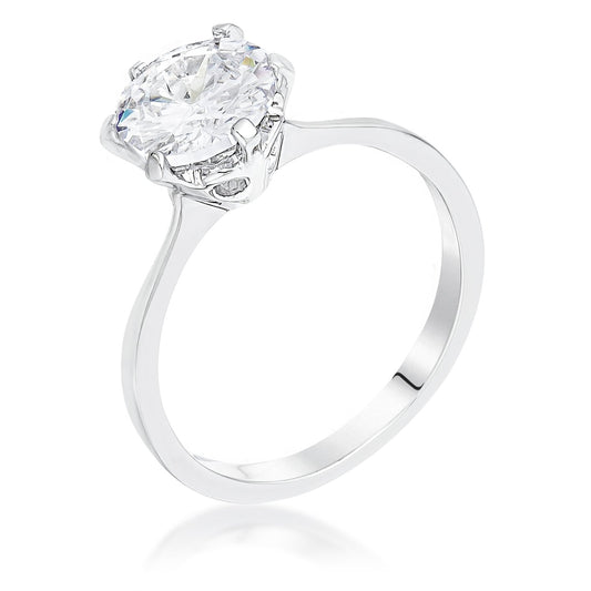 Temila 8mm Round Engagement Ring | 2ct | Sterling Silver