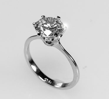 Temila 8mm Round Engagement Ring | 2ct | Sterling Silver