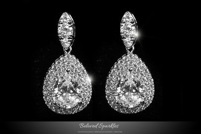 Fine Cubic Zirconia Faux Diamond Crystal Dangle Chandelier Earrings