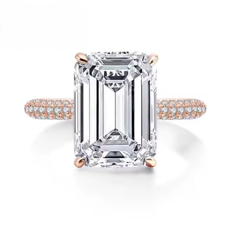 Sylvia 14x10mm Emerald CZ Engagement Ring | 8.5ct | 925 Sterling Silver