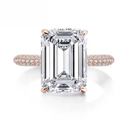 Sylvia 14x10mm Emerald CZ Engagement Ring | 8.5ct | 925 Sterling Silver