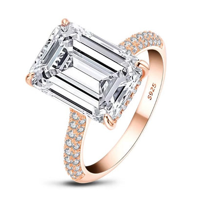 Sylvia 14x10mm Emerald CZ Engagement Ring | 8.5ct | 925 Sterling Silver