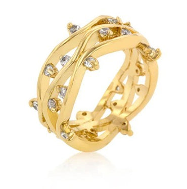 Jaspreet CZ Vine Wide Band Ring