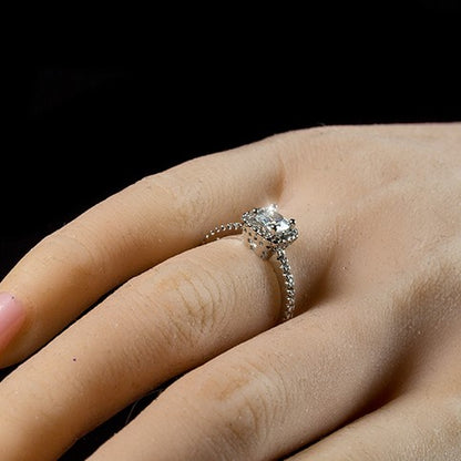 Ada 5mm Delicate Princess CZ Halo Ring | 0.6ct