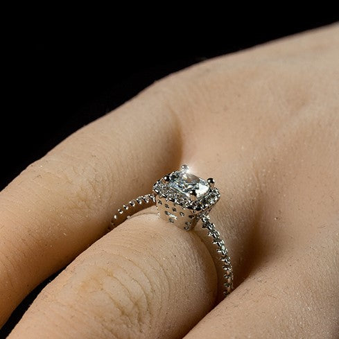 Ada 5mm Delicate Princess CZ Halo Ring | 0.6ct