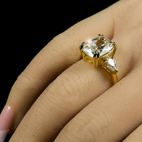 Aurora 11x9mm Radiant CZ Three Stone Engagement Ring | 5ct | 6ct