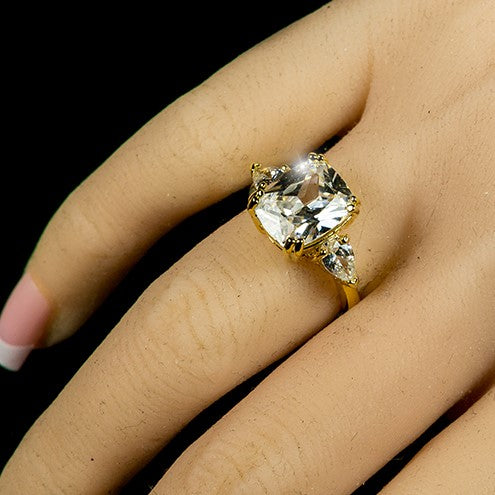 Aurora 11x9mm Radiant CZ Three Stone Engagement Ring | 5ct | 6ct
