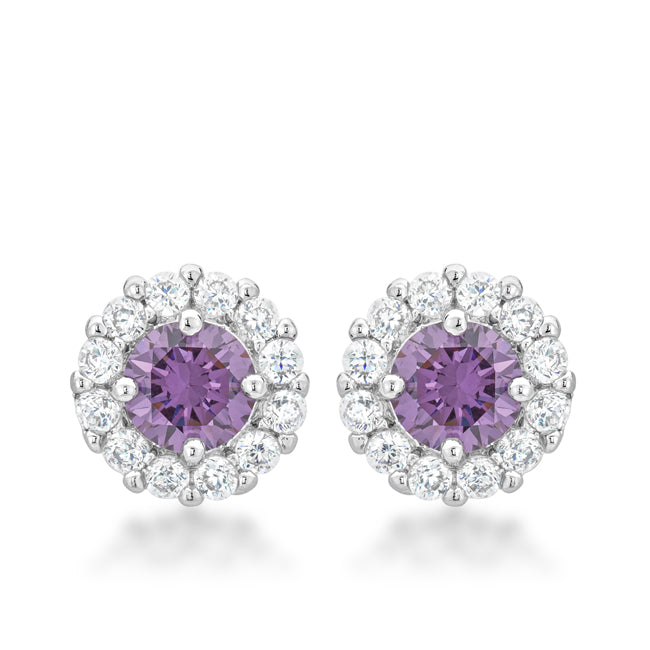 Belle 6mm Garnet Red Halo Stud Earrings | 2ct