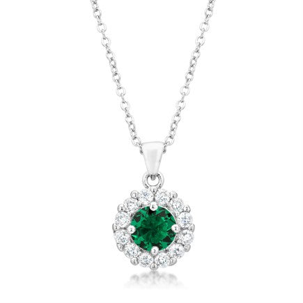 Belle 8mm Round CZ Halo Pendant | 2ct