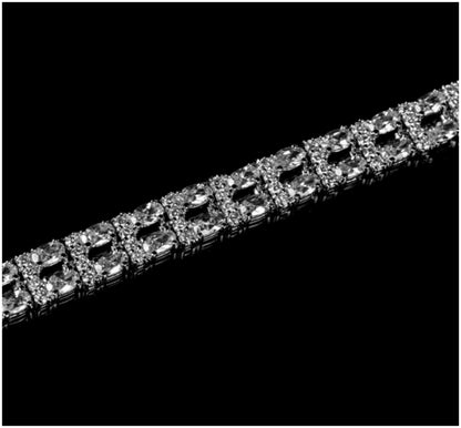 Tyra Two Rows Oval Cubic Zirconia Bracelet – 7.25in | 30 Carat - Beloved Sparkles