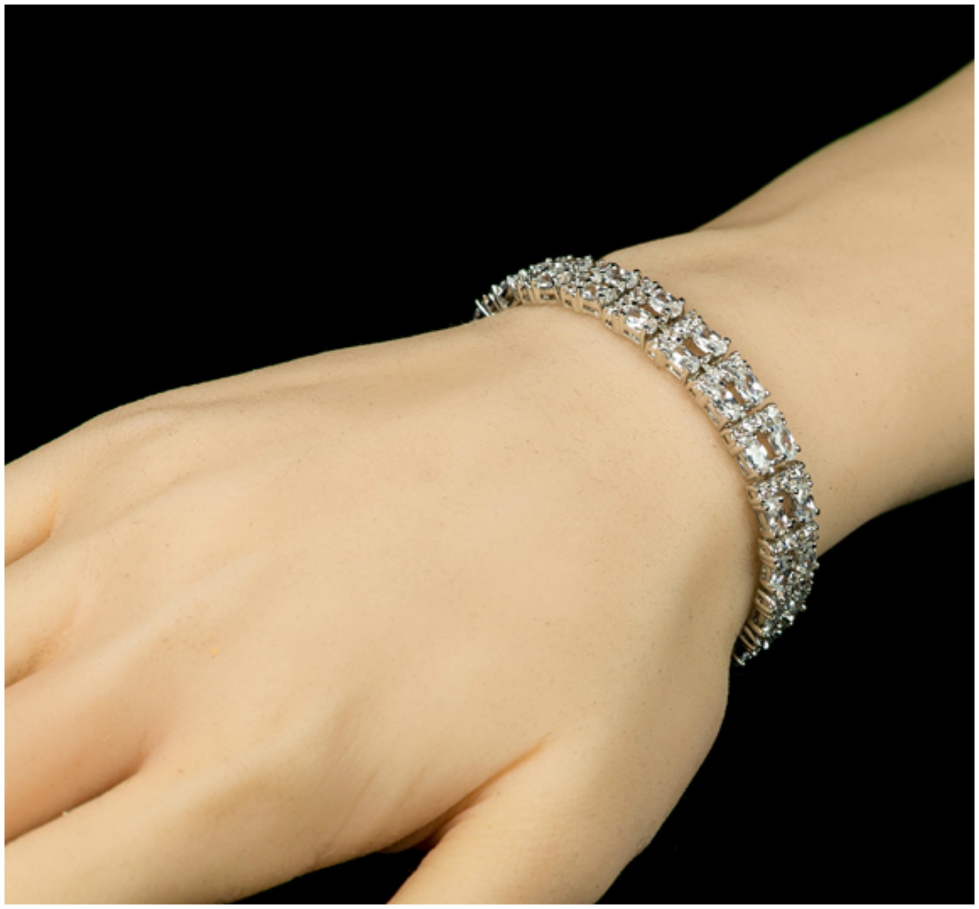 Tyra Two Rows Oval Cubic Zirconia Bracelet – 7.25in | 30 Carat - Beloved Sparkles