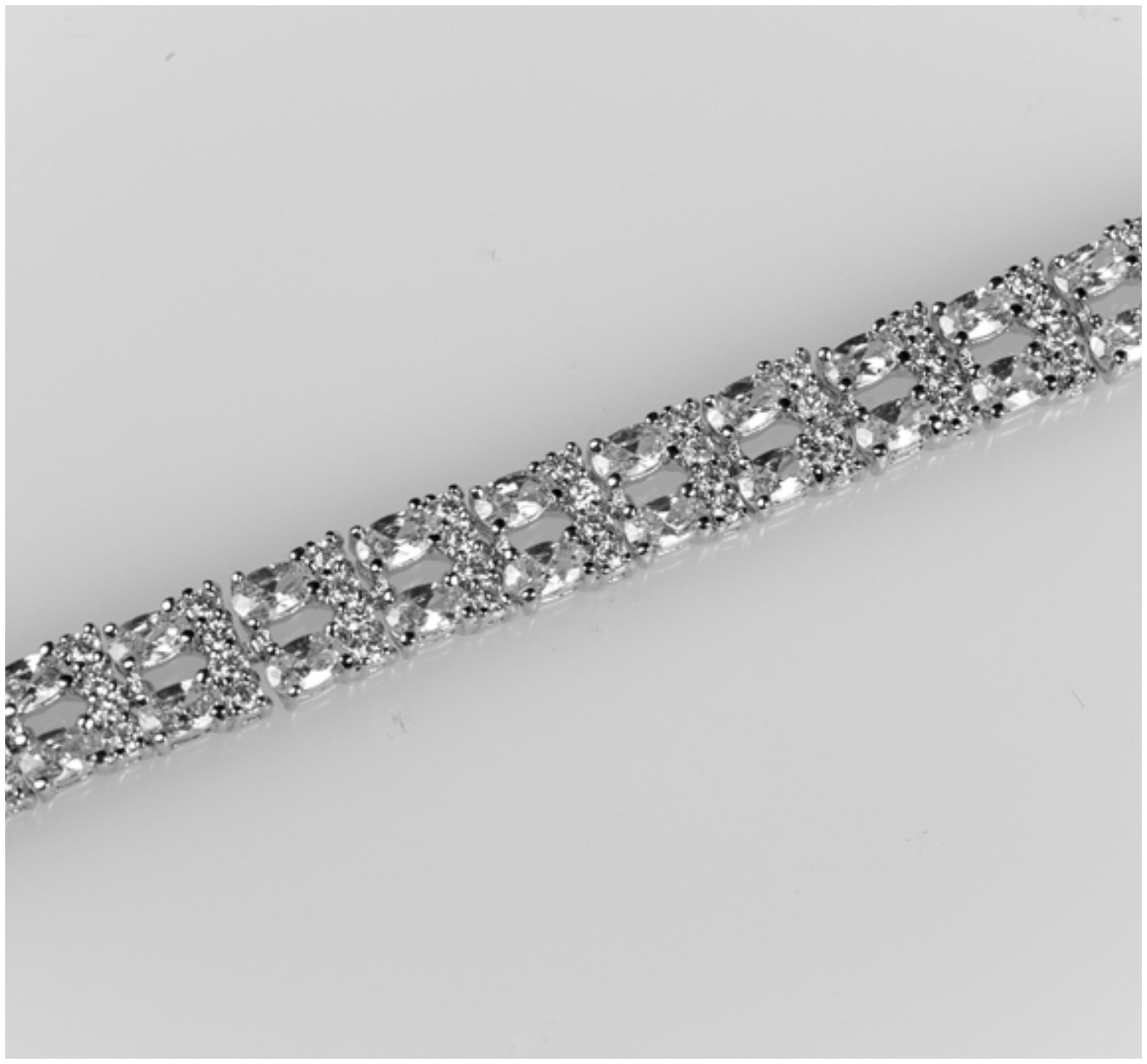 Tyra Two Rows Oval Cubic Zirconia Bracelet – 7.25in | 30 Carat - Beloved Sparkles