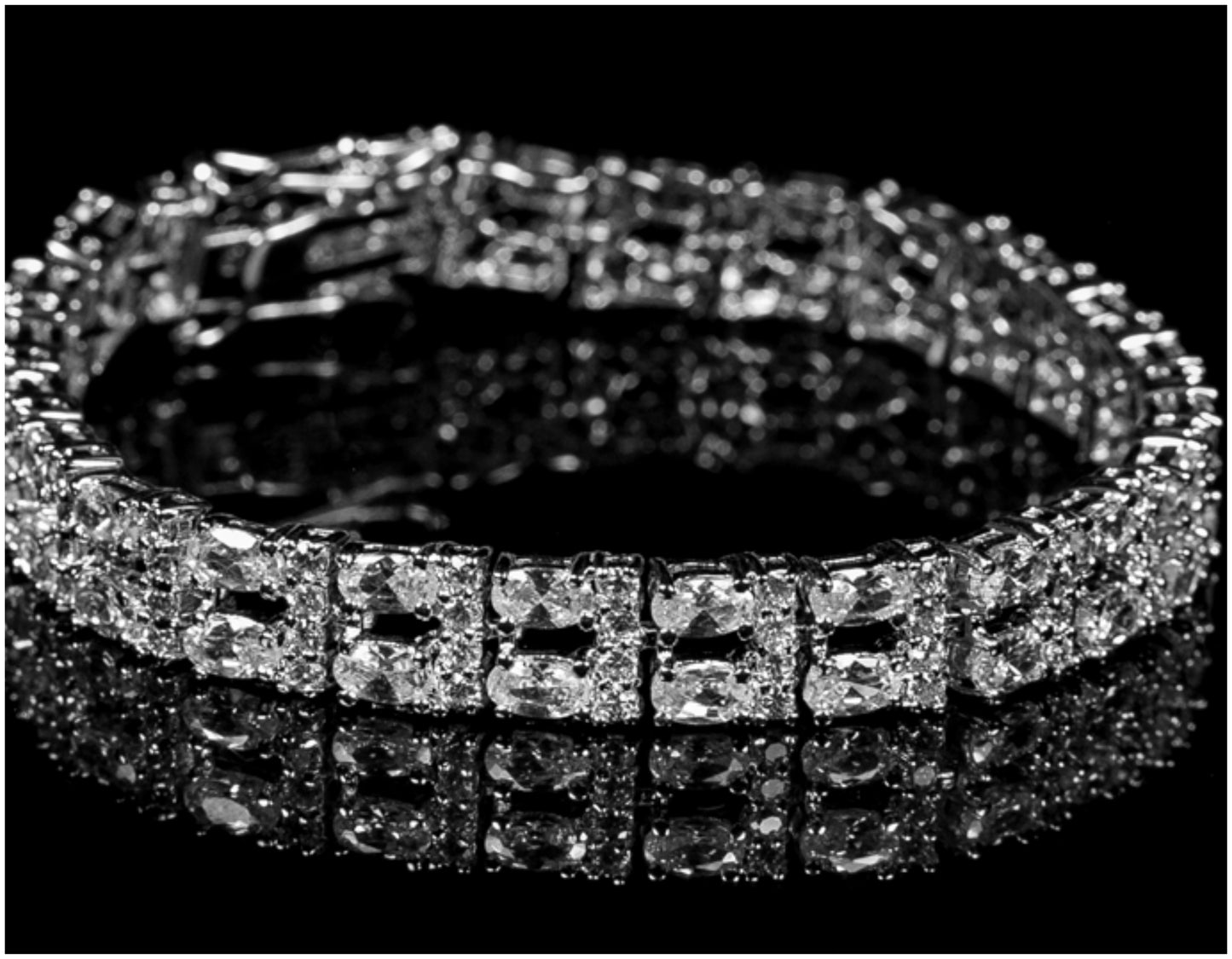 Tyra Two Rows Oval Cubic Zirconia Bracelet – 7.25in | 30 Carat - Beloved Sparkles