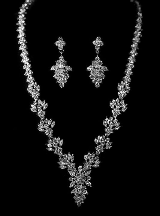 Nichelle Marquise Cluster Necklace Set