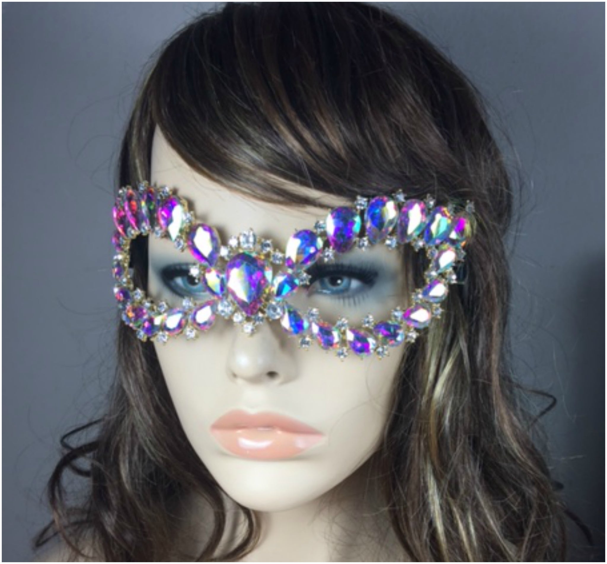 Ceirra Pear Crystal Cluster Masquerade Mask – Beloved Sparkles