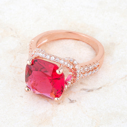 Charlene Cushion Cut Rose Gold Statement Ring | 8ct