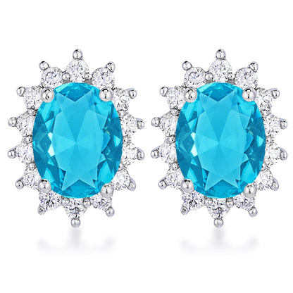 Chesna Oval Sapphire Halo Earrings