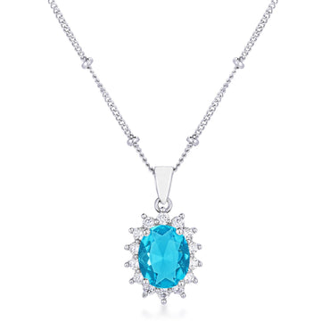 Chesna Oval Sapphire Halo Pendant