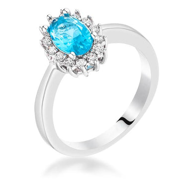 Chesna 8mm Oval Blue Topaz Halo Ring | 1ct