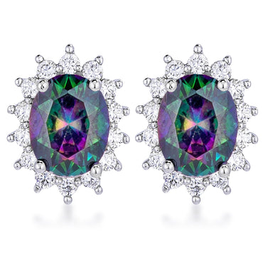 Chesna Oval Black Halo Earrings