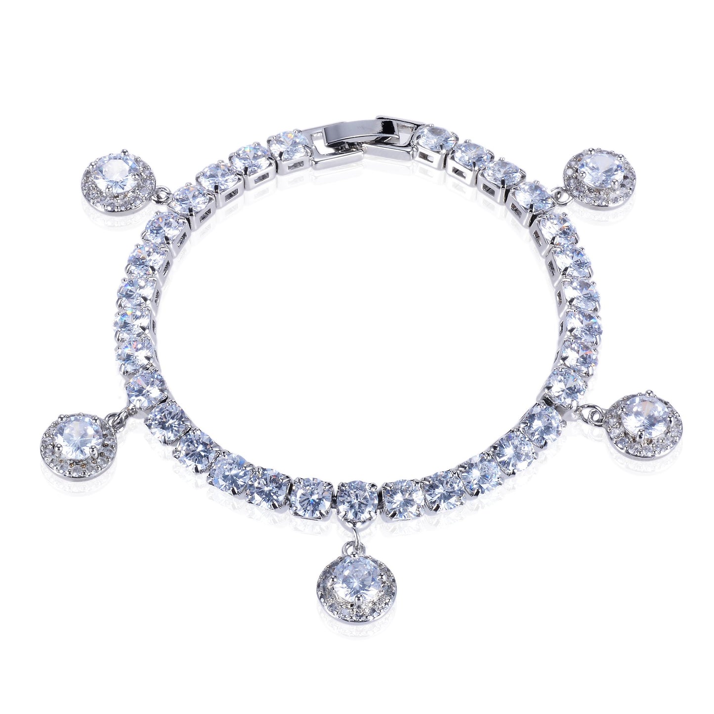 Clare 5mm CZ Halo Charm Tennis Bracelet