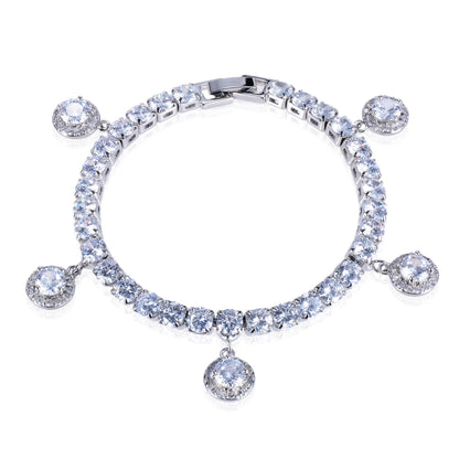 Clare 5mm CZ Halo Charm Tennis Bracelet