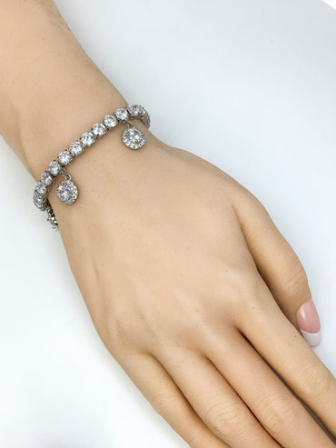 Clare 5mm CZ Halo Charm Tennis Bracelet
