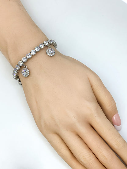 Clare 5mm CZ Halo Charm Tennis Bracelet