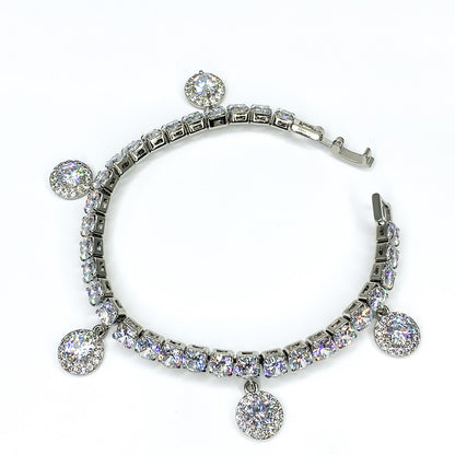 Clare 5mm CZ Halo Charm Tennis Bracelet