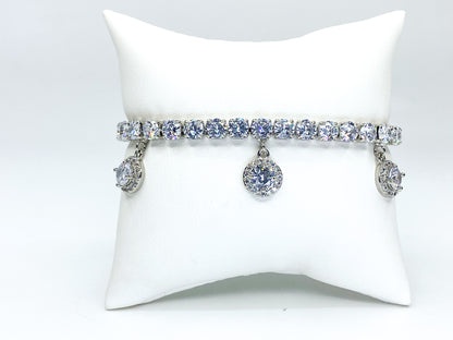 Clare 5mm CZ Halo Charm Tennis Bracelet