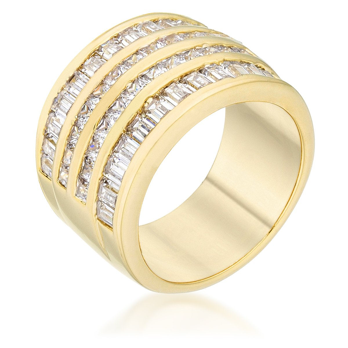 Edmee Princess Emerald CZ Wide Band Ring | 5ct