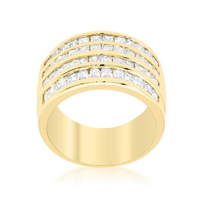 Edmee Princess Emerald CZ Wide Band Ring | 5ct