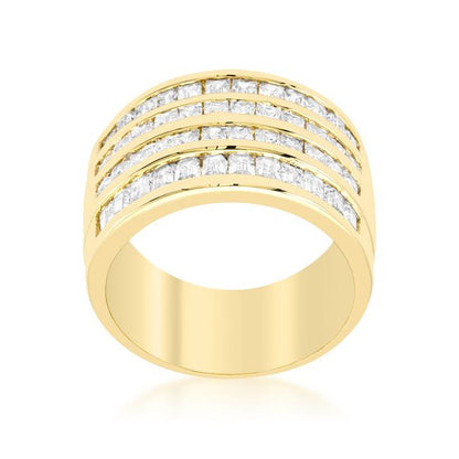 Edmee Princess Emerald CZ Wide Band Ring | 5ct