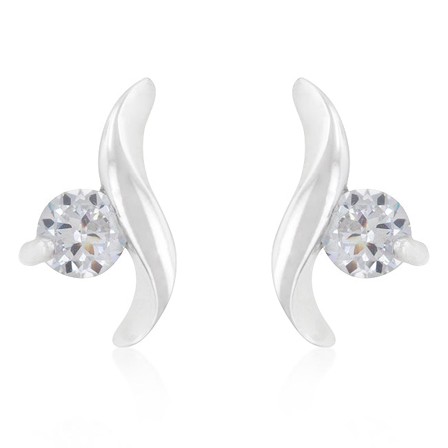 Elaine Twisting Solitaire 4mm CZ Earrings