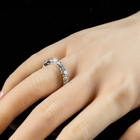 Elana 4mm Round CZ Eternity  Band Ring | 6ct | Sterling Silver
